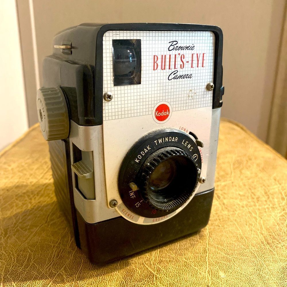 Vintage Brownie Bullseye Camera in black.